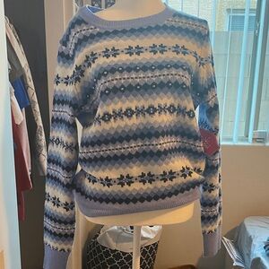 Holiday Time Blue and White Patterned Sweater
